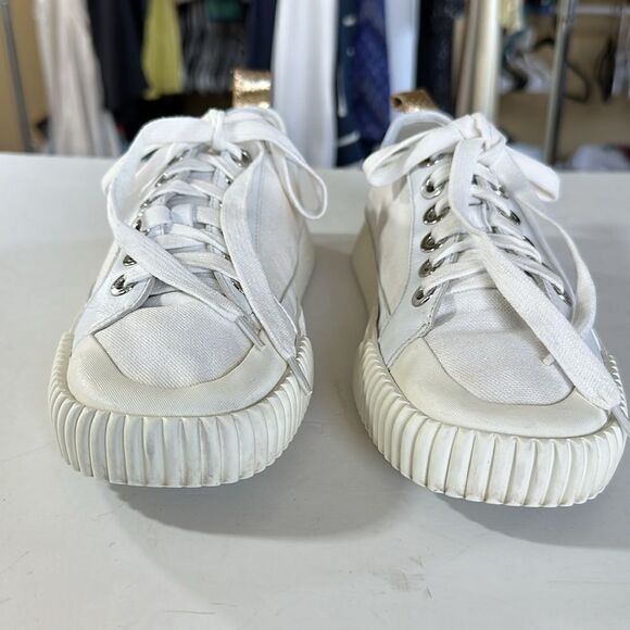 VERONICA BEARD Women's Parise Canvas & Leather Sneakers White Size 9.5 - Picture 2 of 16